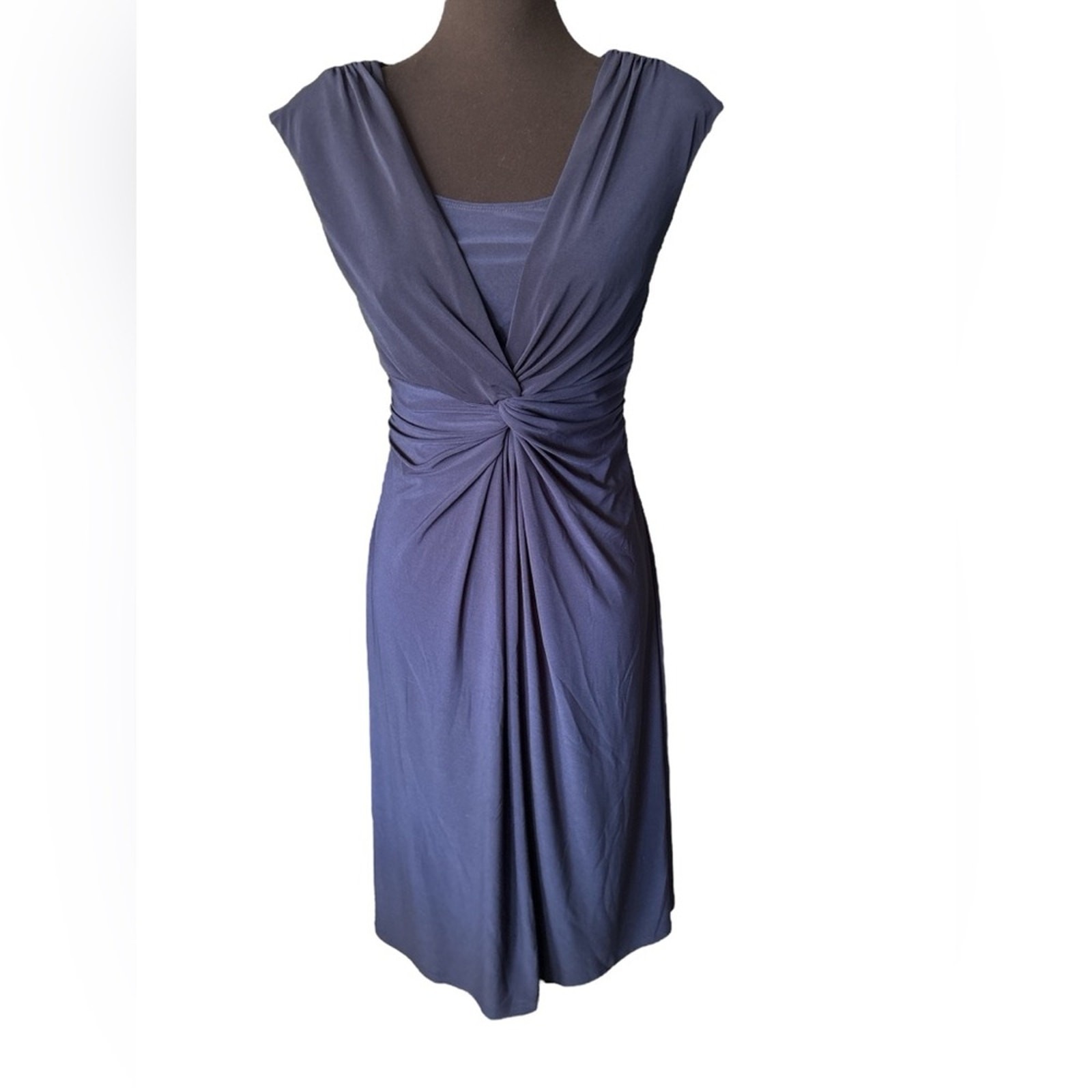 Nwt Chaps Capri Knot Front Dress In Navy Blue, Medium, Cottagecore, Heritage